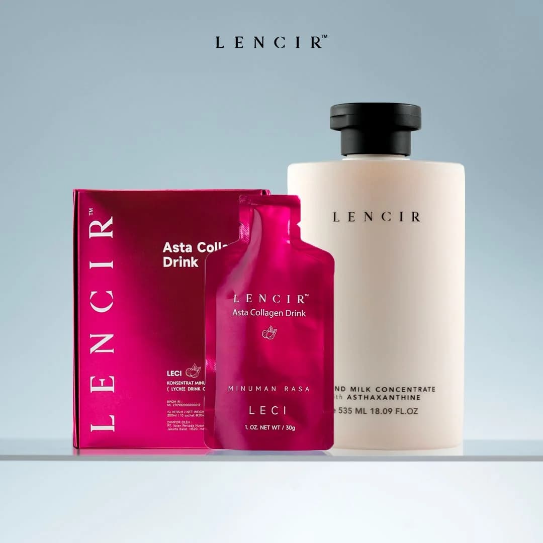 BUNDLE LENCIR ALMOND MILK CONCENTRATE BODY LOTION& LENCIR ASTA COLAGEN DRINK GLO+ Paket Glowing